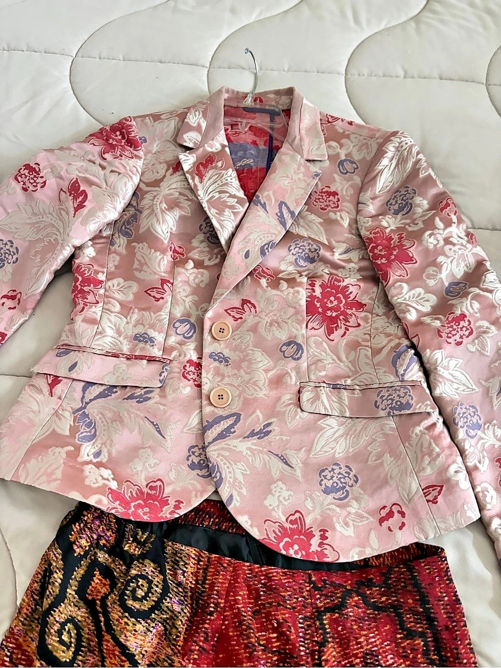 ETRO Floral Brocade Blazer in Pink & Red
